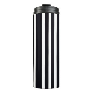 Elegante Thermische Tumbler Zwart Wit Gestreepte K Thermosbeker