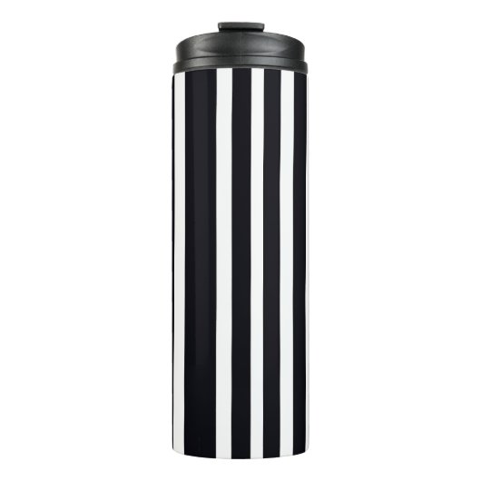 Elegante Thermische Tumbler Zwart Wit Gestreepte K Thermosbeker (Voorkant)
