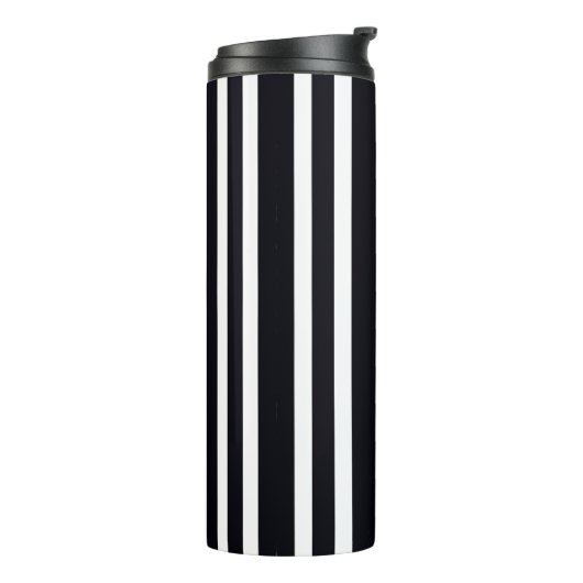 Elegante Thermische Tumbler Zwart Wit Gestreepte K Thermosbeker (Gedraaid links)
