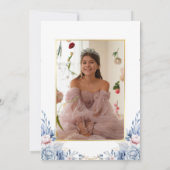 Elegante Tiara Floral Quinceañera Foto Save The Date (Achterkant)