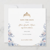 Elegante Tiara Floral Quinceañera Foto Save The Date (Voorkant)