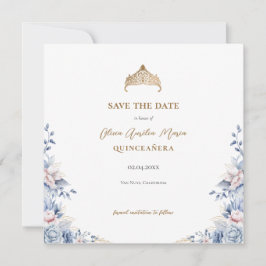 Elegante Tiara Floral Quinceañera Foto Save The Date