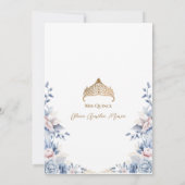 Elegante Tiara Gold Blue rozen Quinceañera Kaart (Achterkant)