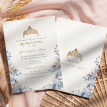 Elegante Tiara Gold Blue rozen Quinceañera