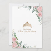 Elegante Tiara Gold Pink Blush rozen Quinceañera Kaart (Achterkant)