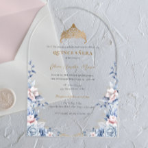 Elegante Tiara Goud Blauwe rozen Quinceañera