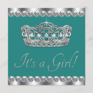 Elegante Tiara Jade Tealblauwe Baby Shower Kaart