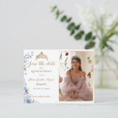 Elegante Tiara Quinceañera Foto Bewaar de datum Aankondigingskaart (Staand voorkant)