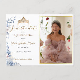 Elegante Tiara Quinceañera Foto Bewaar de datum Aankondigingskaart