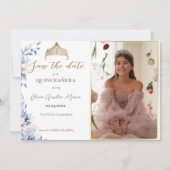 Elegante Tiara Quinceañera Foto Bewaar de datum Save The Date (Voorkant)
