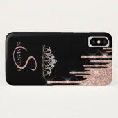 Elegante Tiara Roze Goud Glitter Druppels Case-Mate iPhone Case (Achterkant (horizontaal))