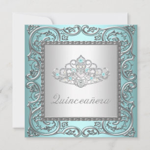 Elegante Tiara Turquoise Quinceanera Kaart