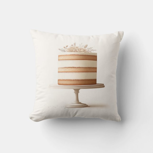 Elegante tier witte bloemencake bakkerij keuken kussen (Voorkant)