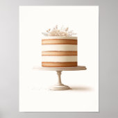 Elegante tier witte bloemencake bakkerij keuken poster (Voorkant)