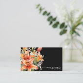 Elegante Tiger Lily Tropische Zwarte Visitekaartje (Staand voorkant)