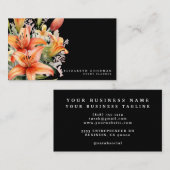 Elegante Tiger Lily Tropische Zwarte Visitekaartje (Voorkant / Achterkant)