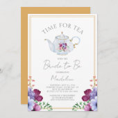 Elegante tijd voor thee Florale bruidsborrel Kaart (Voorkant / Achterkant)