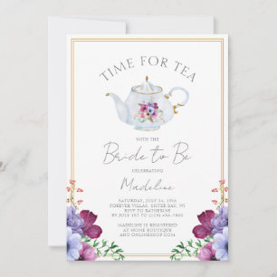 Elegante tijd voor thee Florale bruidsborrel Kaart
