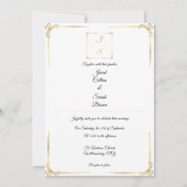 Elegante Tijdloze Formele Gouden Trouwuitnodiging Kaart