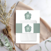 Elegante tijdloze groene monogram bruiloft uitnodigingen wikkel