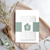 Elegante tijdloze groene monogram bruiloft uitnodigingen wikkel