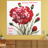 Elegante & tijdloze januari Geboorte Bloem Anjer Canvas Afdruk (Insitu (Woonkamer))