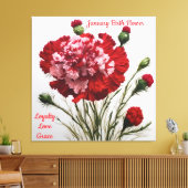 Elegante & tijdloze januari Geboorte Bloem Anjer Canvas Afdruk (Insitu (Woonkamer))