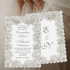 Elegante Tijdloze Kanten Frame Script Formele Trou Kaart