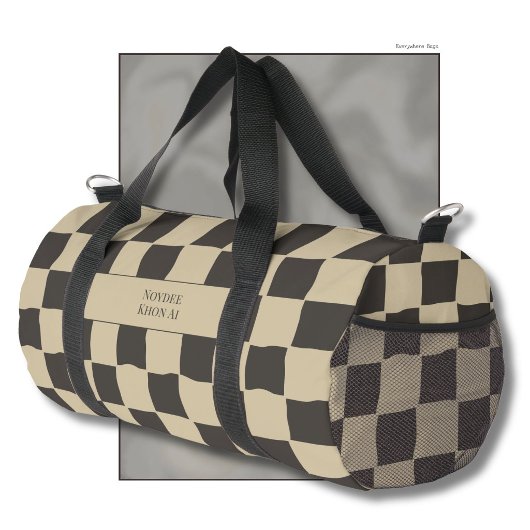 Elegante Tijdloze Naam Beige en Donkere Rut Plunjezak