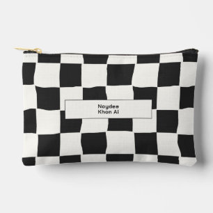 Elegante Tijdloze Naam Zwart en Wit Dambord Etui