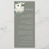 Elegante Tijdloze Olijfgroene Bloemige Bruiloft  Menu (Voorkant)