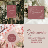 Elegante Tijdloze Roze Mauve Quinceañera Uitnodigi Kaart
