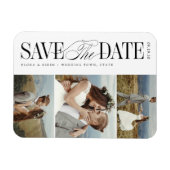 Elegante Tijdloze Typografie 3 Foto Save The Date Magneet (Horizontaal)