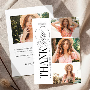Elegante Tijdloze Typografie 4 Foto Afstuderen Bedankkaart