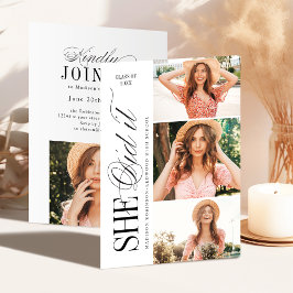 Elegante Tijdloze Typografie 4 Foto Afstuderen Kaart