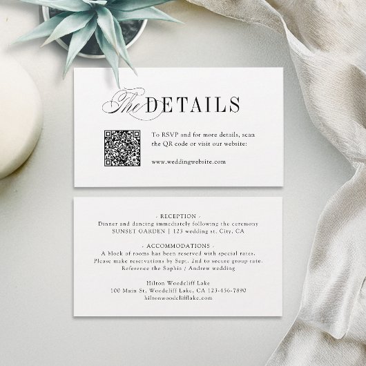 Elegante Tijdloze Typografie Eenvoudige Trouwdetai Plaatskaartje