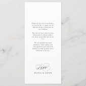 Elegante Tijdloze Typografie Gast Naam Bruiloft Menu (Achterkant)