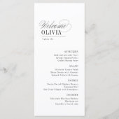 Elegante Tijdloze Typografie Gast Naam Bruiloft Menu (Voorkant)