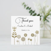 Elegante tijdloze zachte gouden bloemen minimalism bedankkaart (Staand voorkant)
