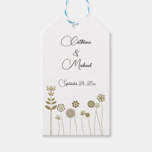 Elegante tijdloze zachte gouden bloemen minimalism cadeaulabel (Voorkant)