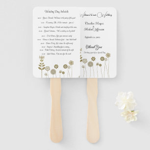 Elegante tijdloze zachte gouden bloemen minimalism handwaaier