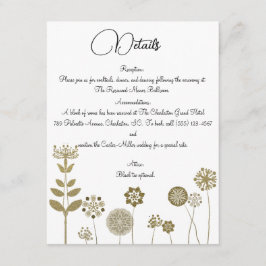 Elegante tijdloze zachte gouden bloemen minimalism informatiekaartje