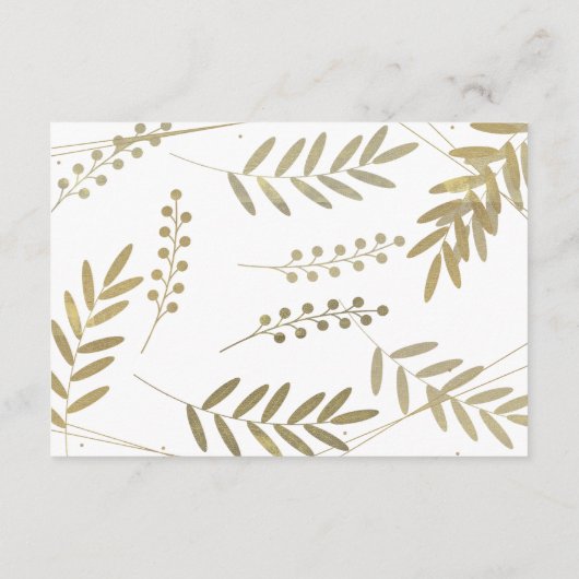 Elegante tijdloze zachte gouden bloemen minimalism informatiekaartje (Achterkant)