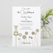 Elegante tijdloze zachte gouden bloemen minimalism kaart (Staand voorkant)