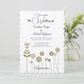 Elegante tijdloze zachte gouden bloemen minimalism kaart (Staand voorkant)