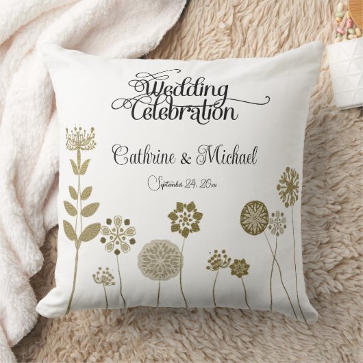 Elegante tijdloze zachte gouden bloemen minimalism kussen (Deken)