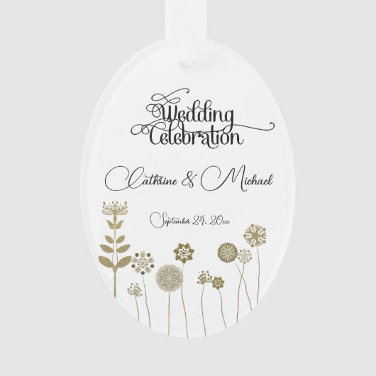 Elegante tijdloze zachte gouden bloemen minimalism ornament (voorkant)