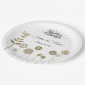 Elegante tijdloze zachte gouden bloemen minimalism papieren bordje (Gekanteld)