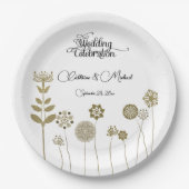 Elegante tijdloze zachte gouden bloemen minimalism papieren bordje (Voorkant)