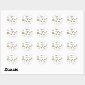 Elegante tijdloze zachte gouden bloemen minimalism ronde sticker (Vel)